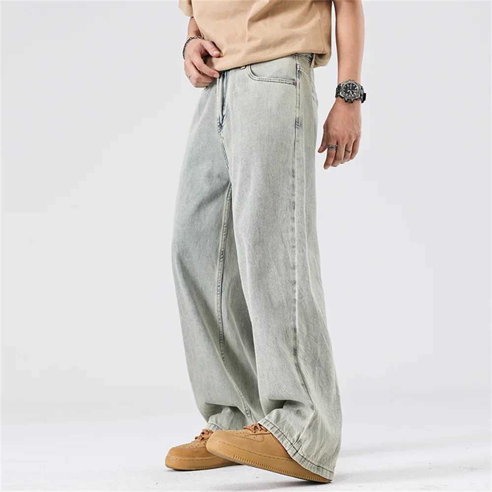 Mens 2025 New High Quality Baggy Jeans Korean Fashion Quickdrying Breathable Jean Pants Mens American Retro Wideleg Trousers J251030