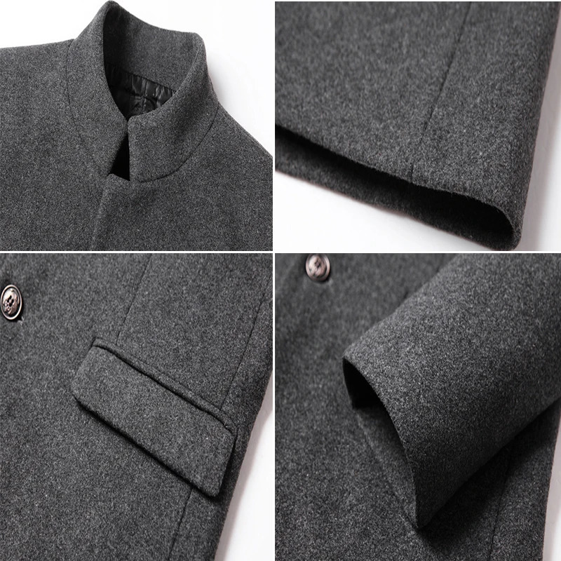 Winter Mens Woolen Jackets Casual MidLong Trench Coats Male TurnDown Collar Solid Color Warm Business Clothing 251029