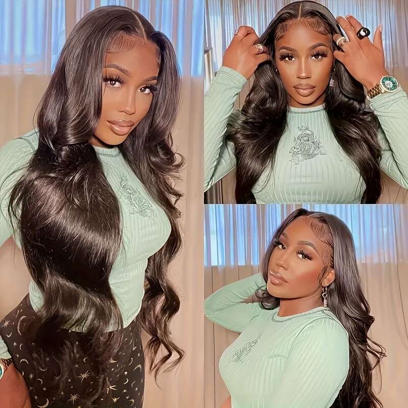 4 Bundles Brazilian Body Wave Virgin Human With 4X4 Free Part Closure - Natural Black, Unprocessed, HD Lace Transparent, Long Wavy Hair Extensions For