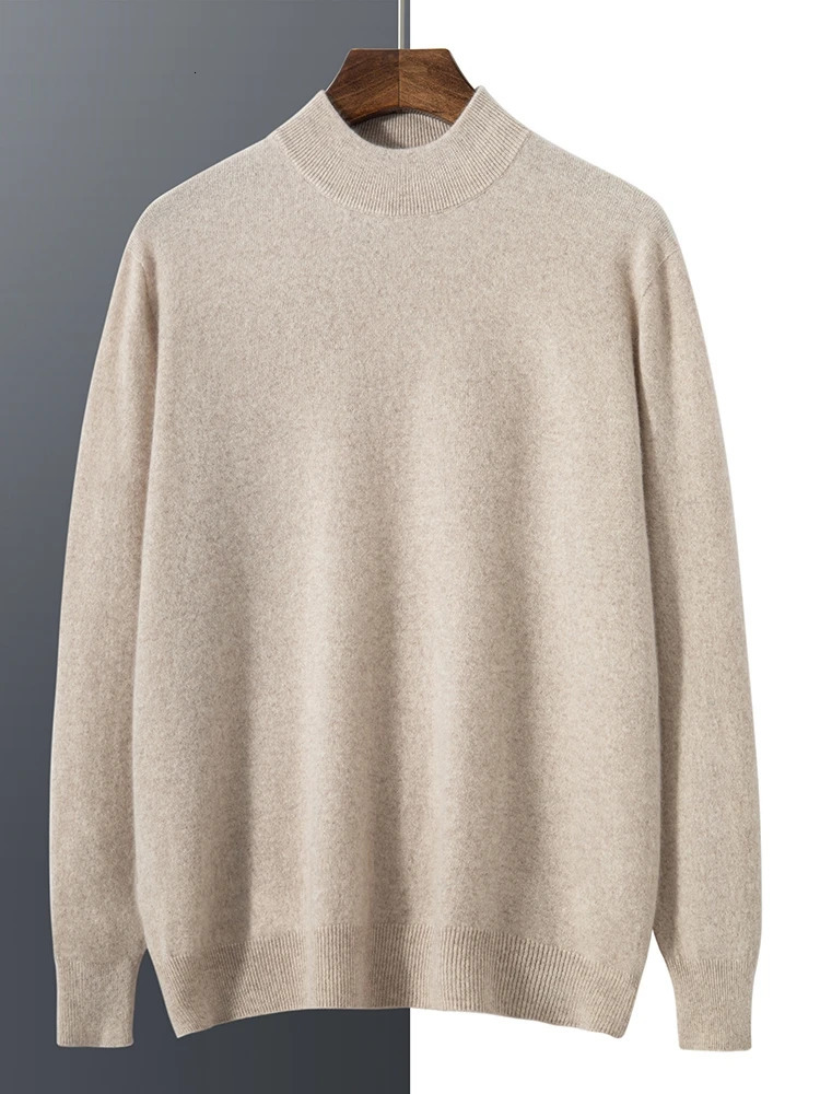 100 Pure Cashmere Mens Sweater MockNeck Pullovers Youth Leisure Long Sleeve Shirts Autumn Winter HighEnd PlusSize jacket 251017