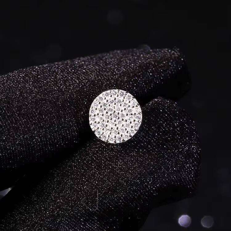 Men Women Fashion Bling Jewelry 925 Sterling Silver Gold Plated Moissanite Stones Studs Earrings Nice Gift