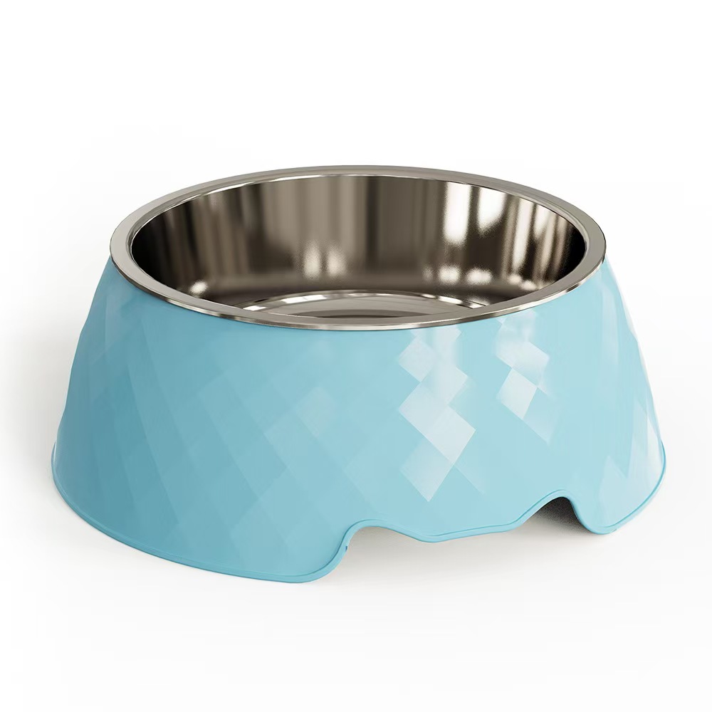 H1187 Stainless steel anti-tipping pet bowl, non-slip design, custom and wholesale available.