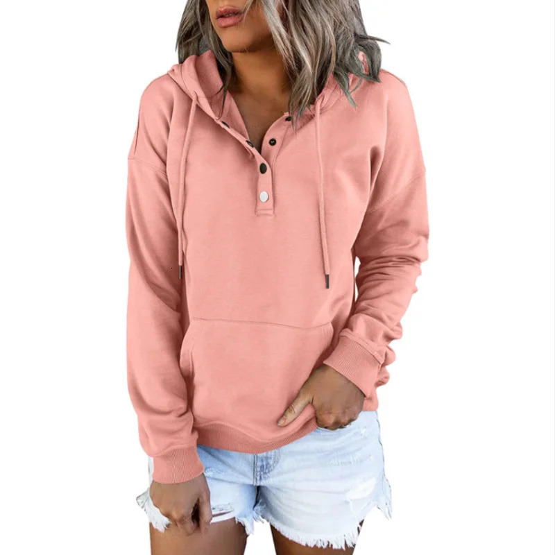 European and N Womens Longsleeved Loose Casual Hooded Drawstring Pocket Hoodie 251030