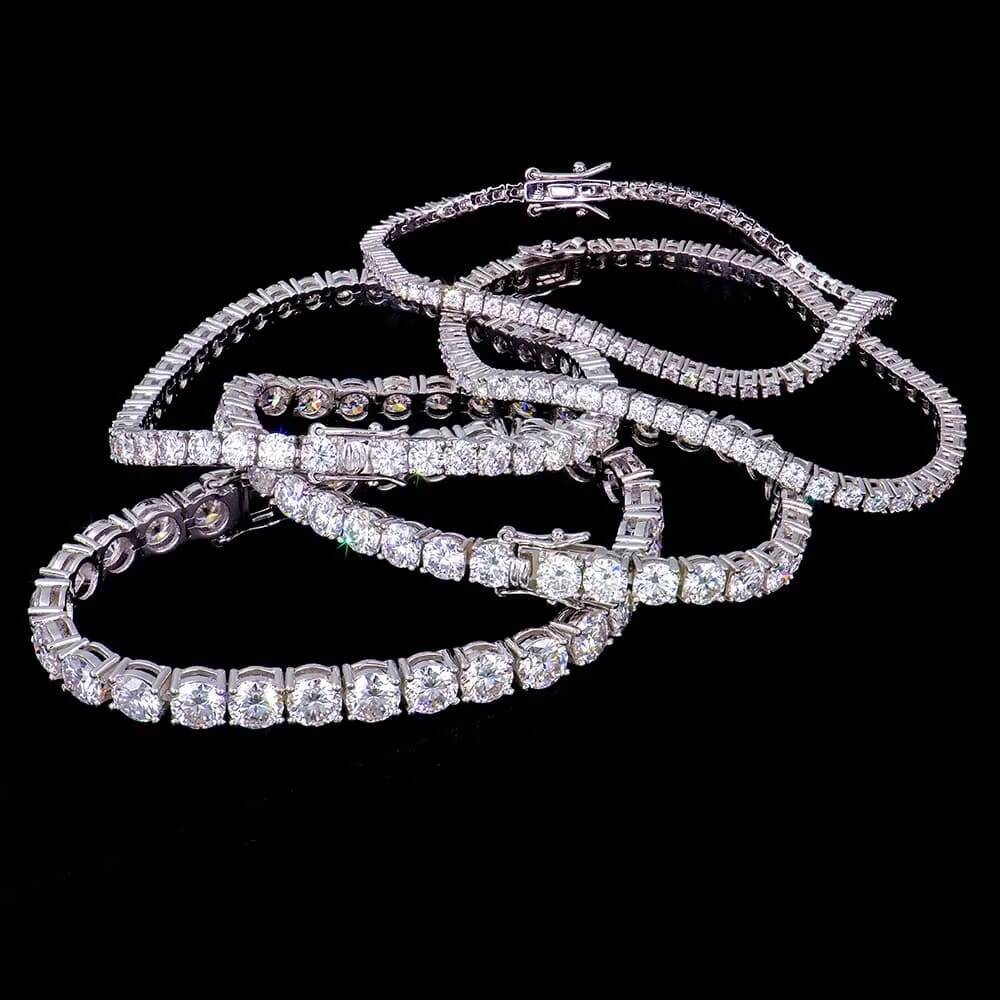 Factory Wholesale 925 Sterling Silver Tennis Chain Bracelet 26mm Iced Cut D Color VVS Moissanite Diamond Color VVS Bracelet