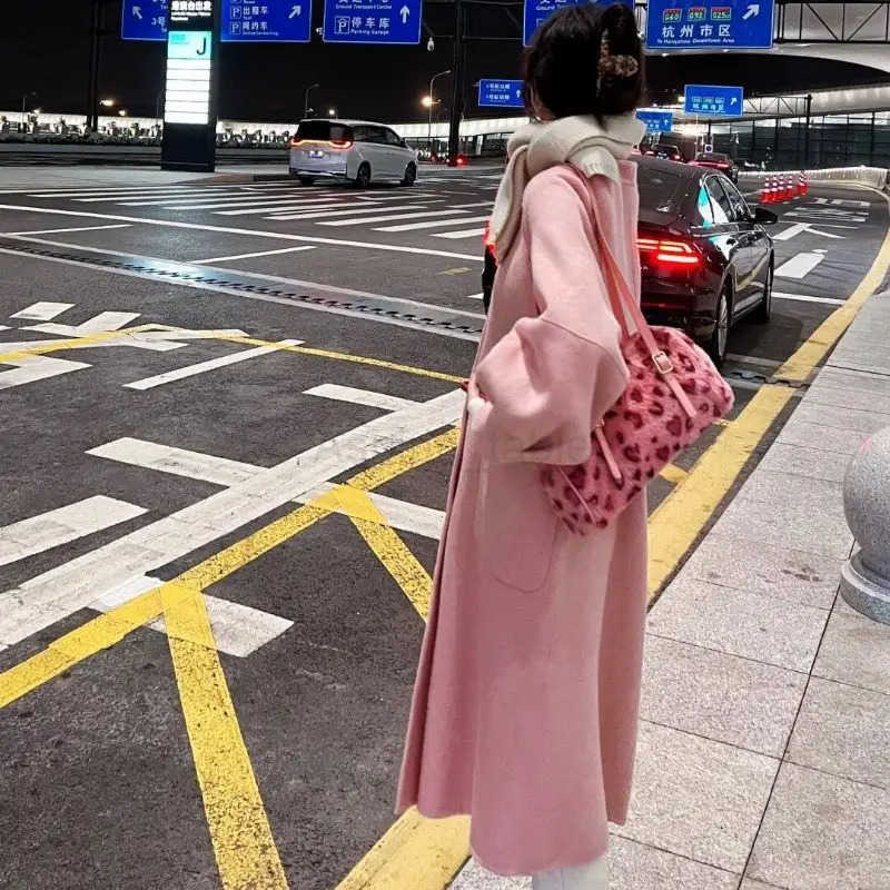 JIAERDI Leopard Print Pink Handbag Women Autumn Winter New Plush Soft Y2k Shoulder Bags Female Sweet Cool Purse Bolsos De Mujer M251030