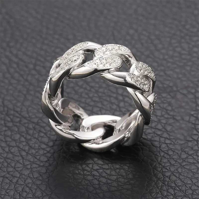 Huitan Metal Chains Linked Design Women Rings with Shiny Cubic Zirconia Hip Hop Rock Style Female Finger Ring Daily Wear JewelryW251030