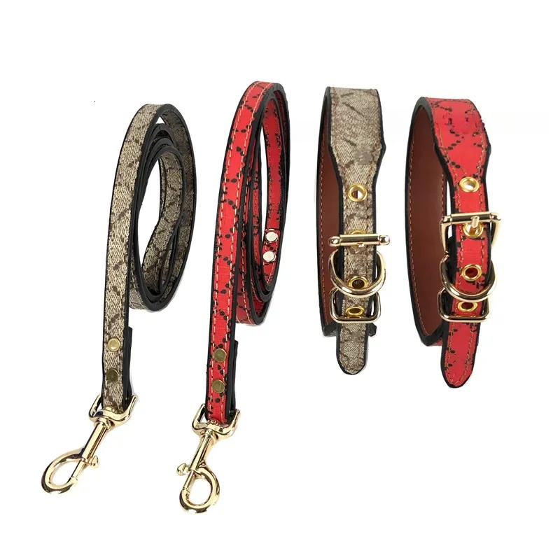2025 new Designer Collars Leashes Set with Classic Letters Pattern Sturdy Leather Dog Heavy Duty Pet Collar Medium Large Dogs 1.2 Wide for 1