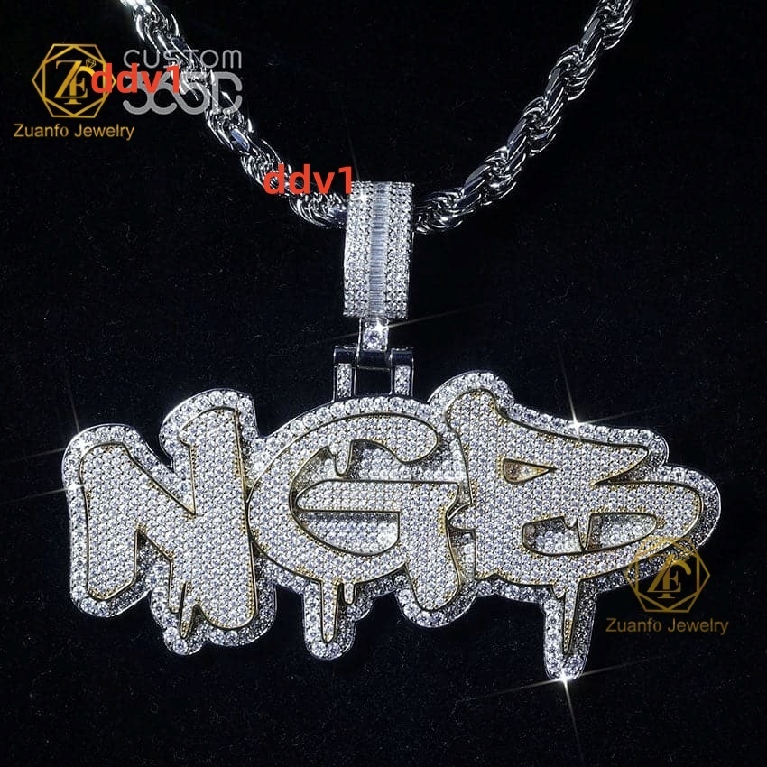 Factory Customized Moissanite Pendant Men Iced Out Jewelry VVS Moissanite Diamonds Cuban Chain Fine Custom Name Hip Hop Pendant Customizable