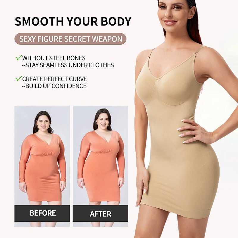 Sexy Full Slip Shapewear Women Dress V Neck Bodycon Underwear Smooth Compression Body Shaper Slimming Waist Abdomen Belly Corset L251030