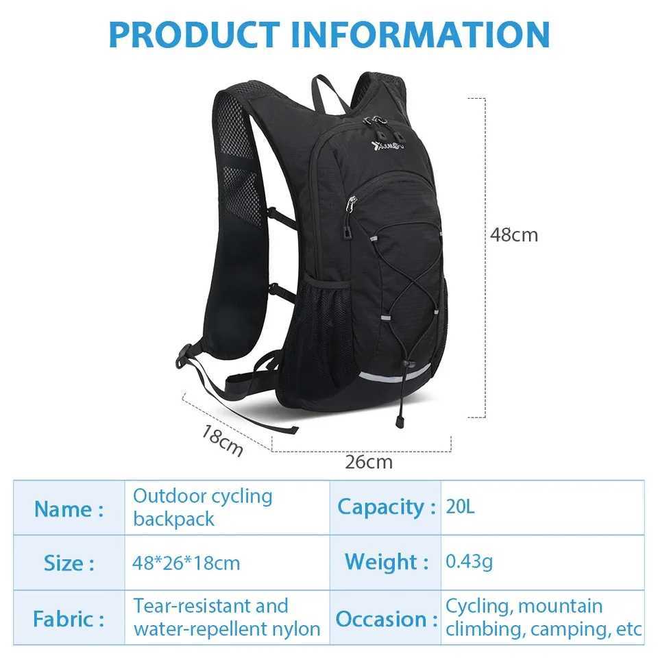 20L Cycling Lightweight Hydration Backpack Outdoor Sport Hiking Camping Climbing Mountaineering Rucksack Travel Water Bag H251029