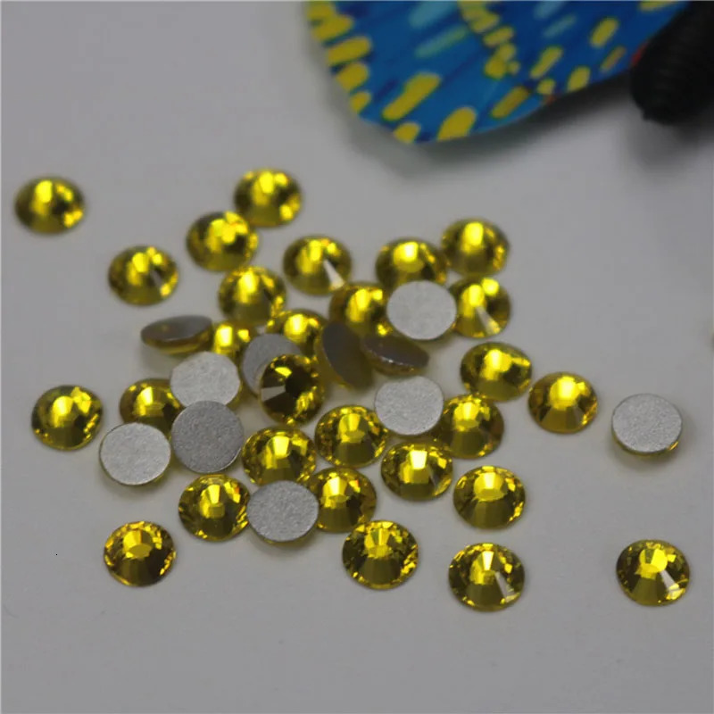 SS3SS20 Lemon Yellow Nail Art Rhinestone Flat back Non fix Glue on Nail Art Rhinestones DIY Decorative Accessories 251027