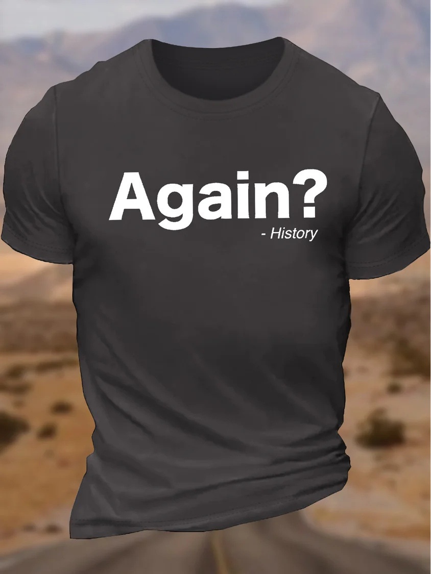 European & American Oversized Men's Vintage Funny Graphic Cotton Letter Print Casual Crew Neck T-Shirt - TT7377