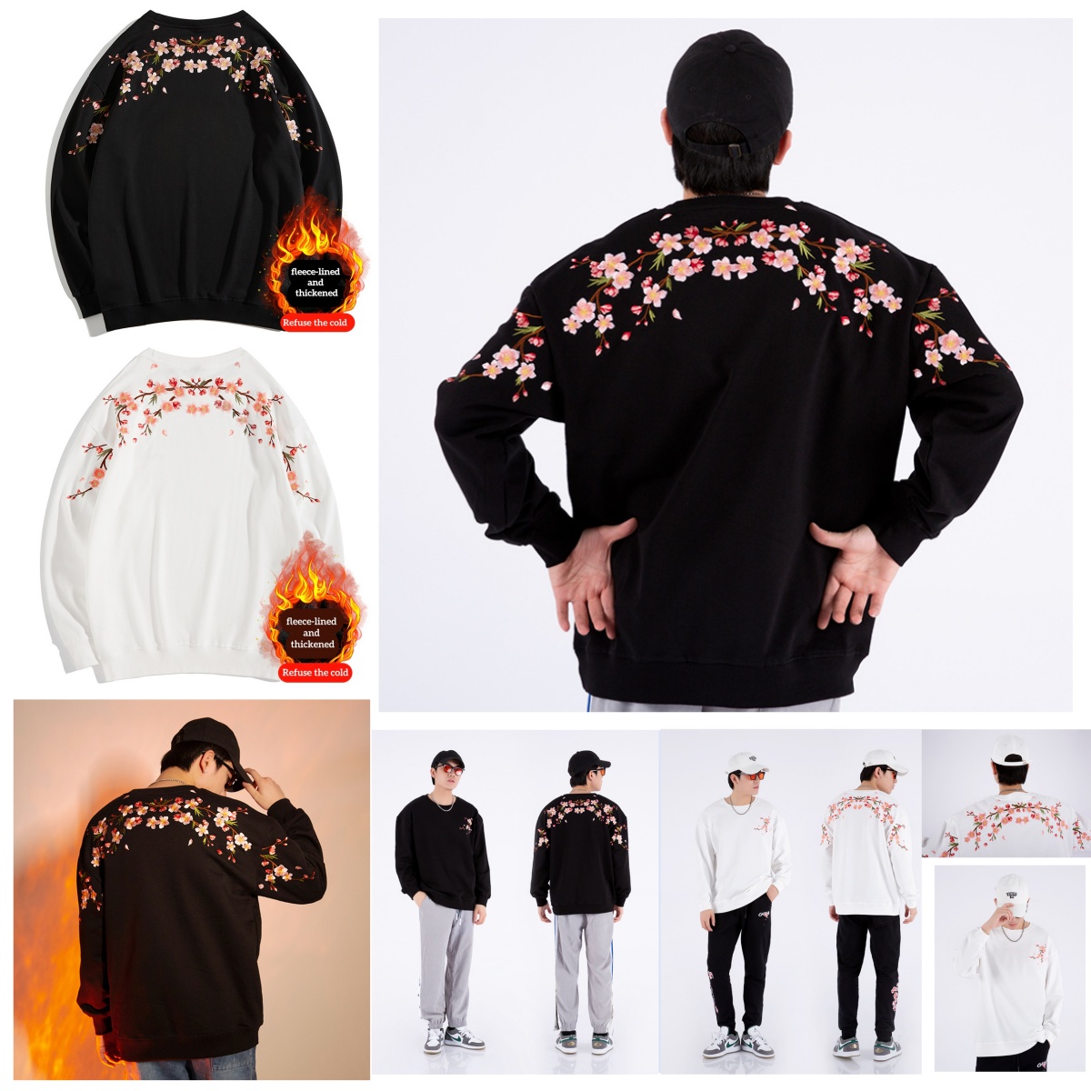 Plum Blossom Men's Hoodies Floral Embroidery Unisex Pullovers Sweatshirt For Men Loose Fit Autumn Quality Cotton Fashion Casual Oversized Luxury 