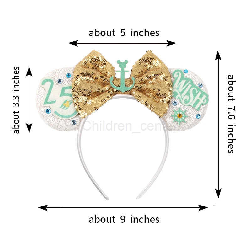 Disney Mickey Mouse Ears 25th Anniversary Commemoration Mickey Mouse Ears Magic Cruise Sparkle Bow DIY Headwear Adults Hairbands H251030