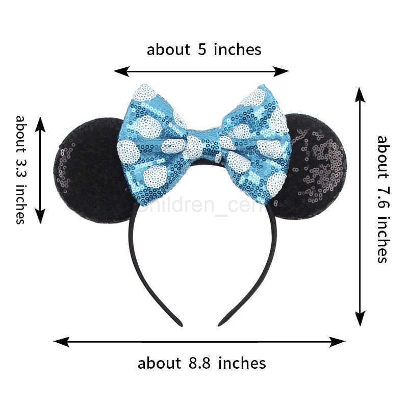Disney 2025 Classical Mouse Ears Headband Embroidery 5 Sequins Dot Bow Hairband For Girls Featival Party DIY Hair Accessories H251030