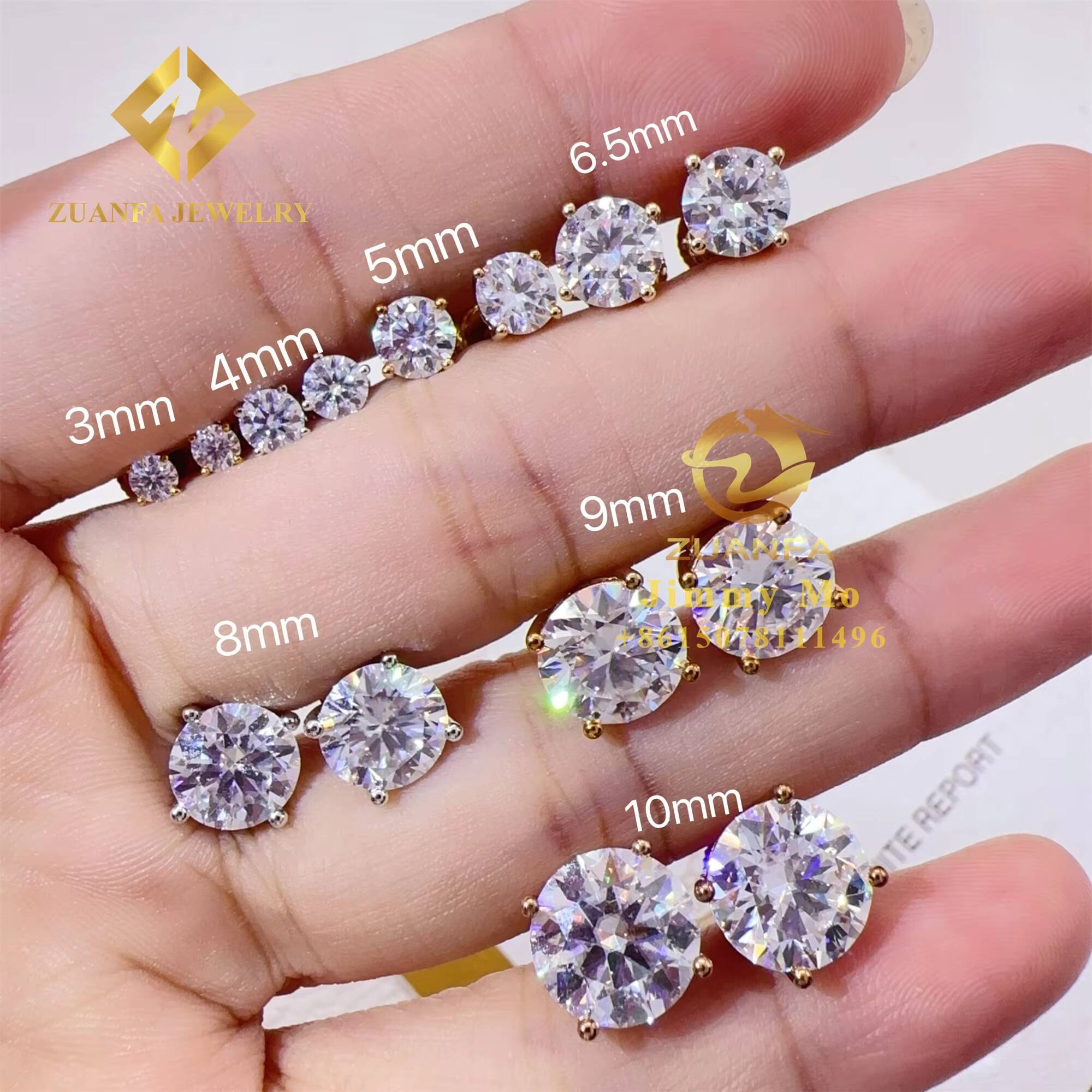 Bulk Stock Drop Shining GRA Certificates Screw Back Iced Out Earring Man 3mm 10mm VVS Moissanite Diamond Hip Hop Earring
