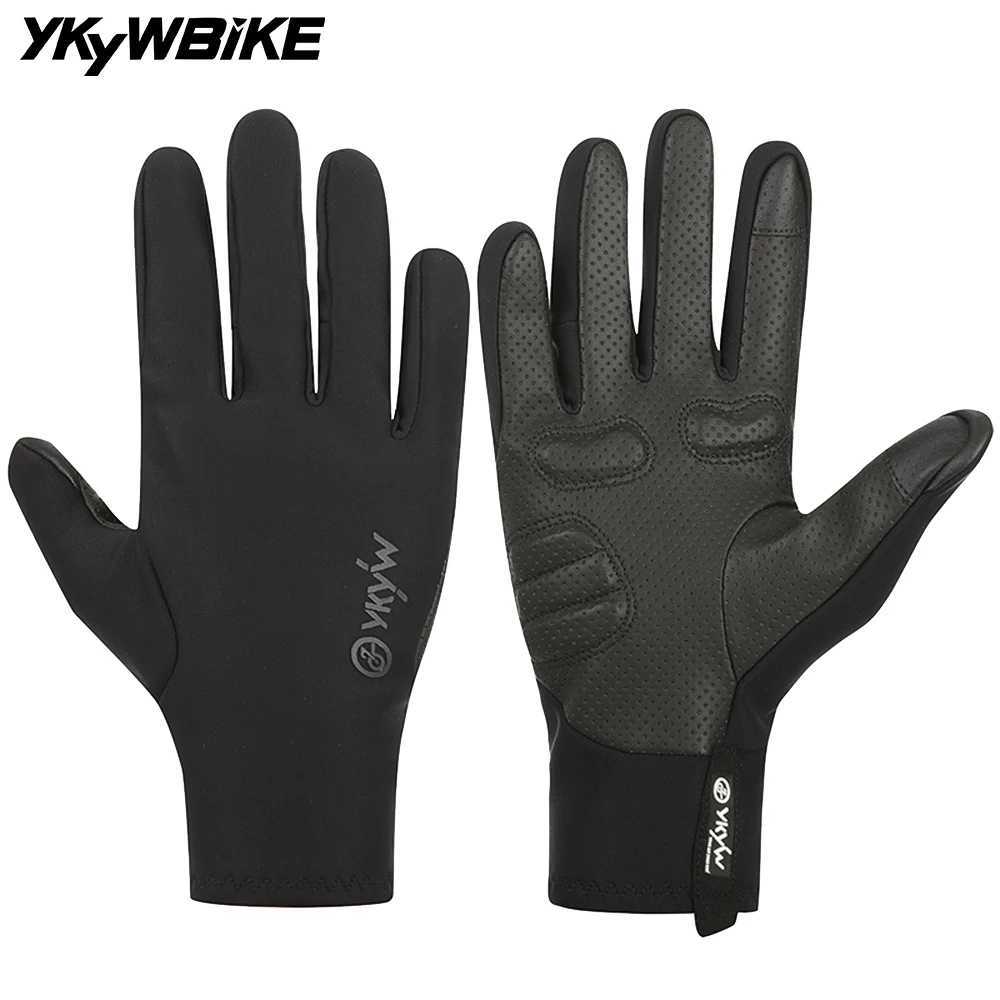 YKYWBIKE Cycling Gloves Full Finger 015C Waterproof Winter Warmth Fleece Shockabsorbing Touch Screen Road Bike Gloves MTB J2510291