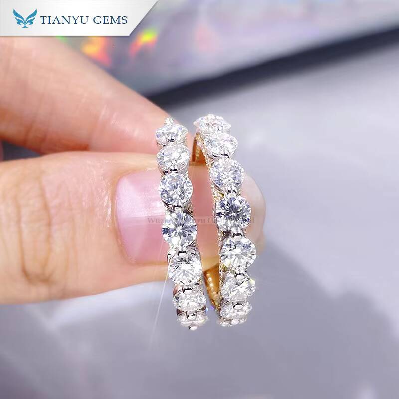 Tianyu Gems Lovely 37mm Round Cut Colorless Forever Moissanite Diamond Wedding Engagement Women Jewelry Ring Set Diamonds Ring