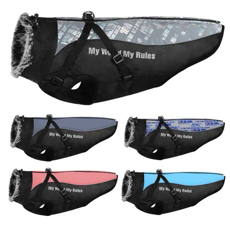 Large Dog Winter Coat Reflective Windproof Thermal Insulated et with Faux Fur Hood Warm Pet Apparel for Dogs C251030