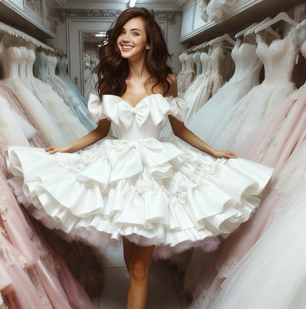 Lavender Short Prom Dresses 3D Floral Appliques Birthday Party Dress Ruffles Off Shoulder Bow Lolita Satin Ball Gown Knee Length Graduation Dress