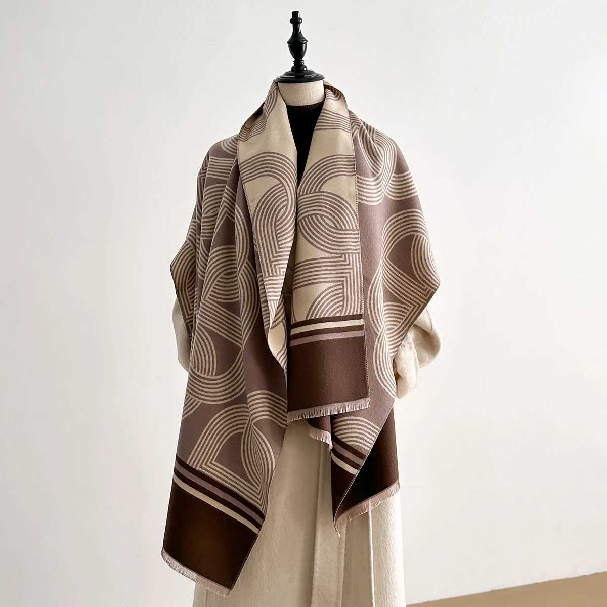 Women Winter Scarf Pashmina Shawls Lady Wraps Thick Warm Striped Pattern Bufanda Echarpe Female Cashmere Imitation StolesW251029