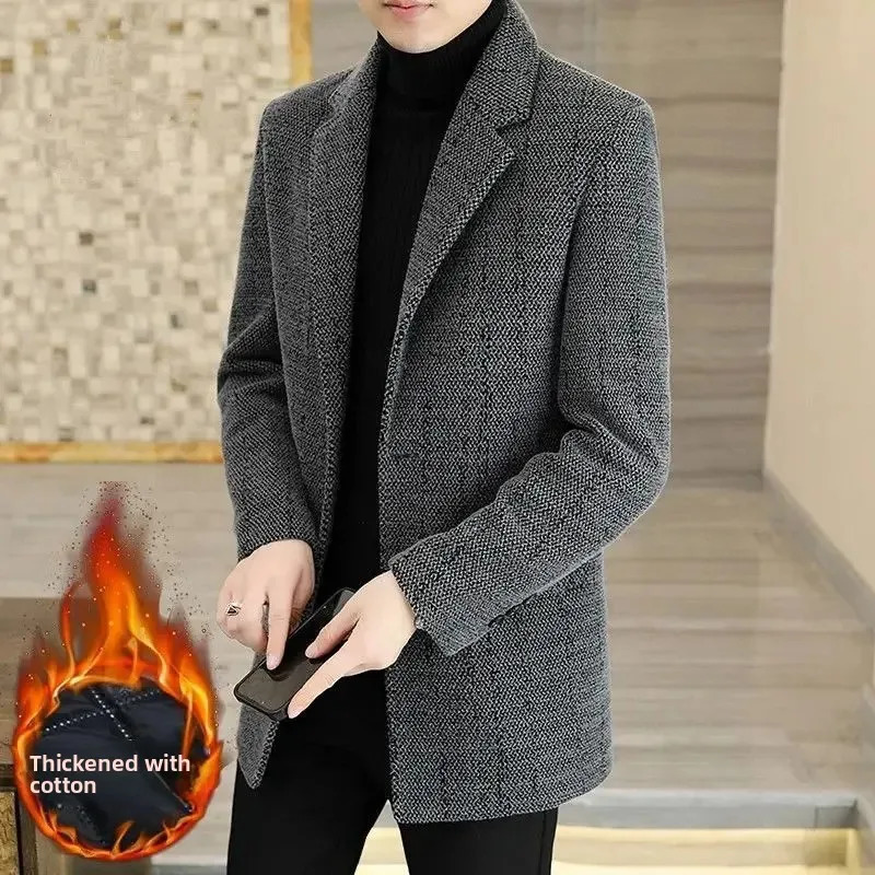 Thickened Woolen Mens Coat Casual Business Style Comfortable Autumn Winter Fashionable Suit Western Wear 251028