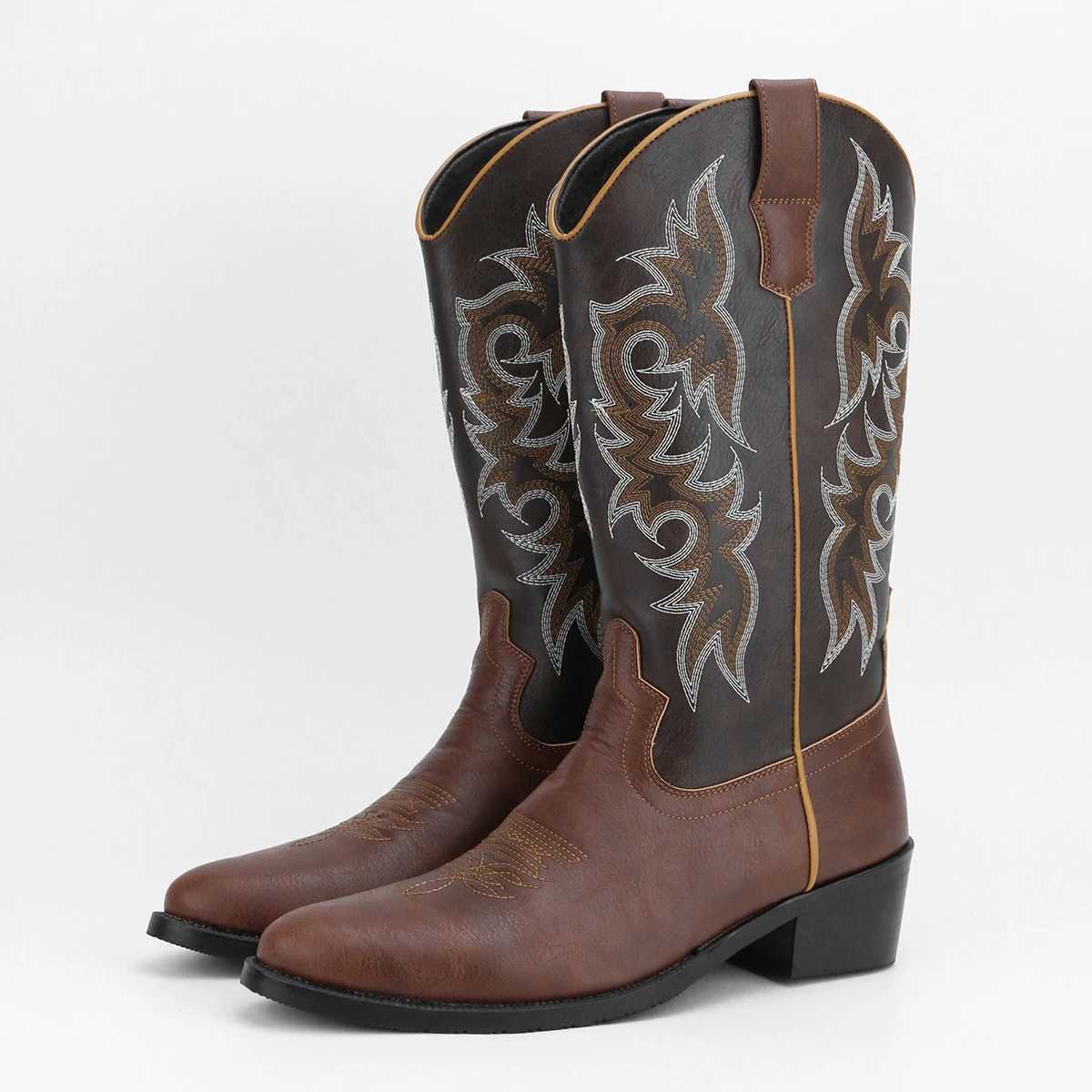 Mens Fashion Embroidered Desert Cowboy Boots Z251029