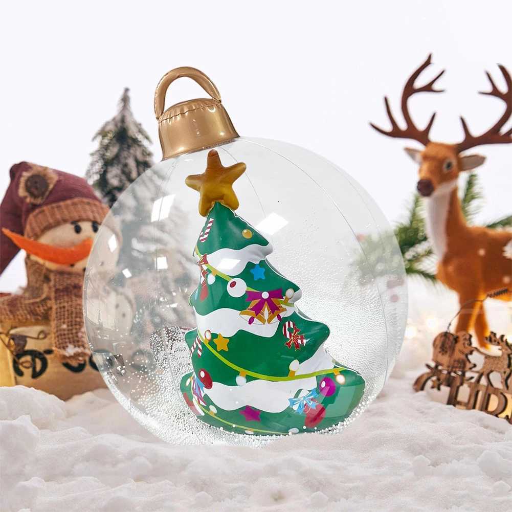 24 Inch Inflatable Christmas Balls Light Up PVC Giant LED Christmas Balloon Snowman Outdoor Inflatable Christmas Decorations C251030