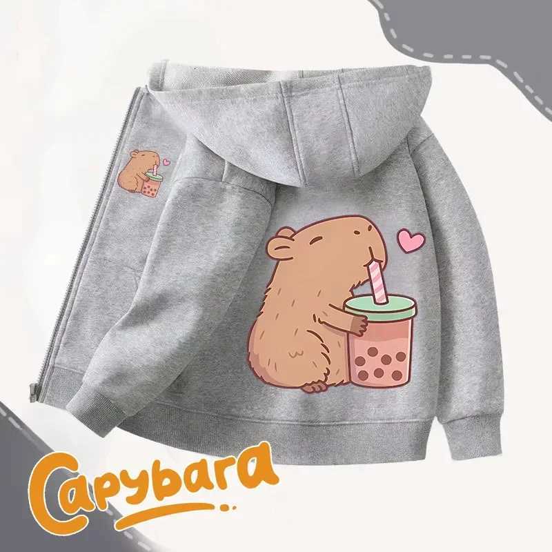 Capybara Zipper Hoodies Coats Girl boy Sweatshirt Clothes Autumn Winter Long Sleeve Harajuku Pullovers Casual Hooded Tops GiftT251030