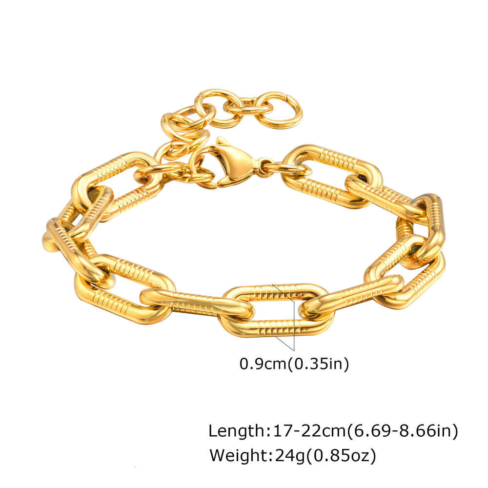 Ladies' Stainless Steel Emed Thick Chain gold Bracelet Hualanxin 2290