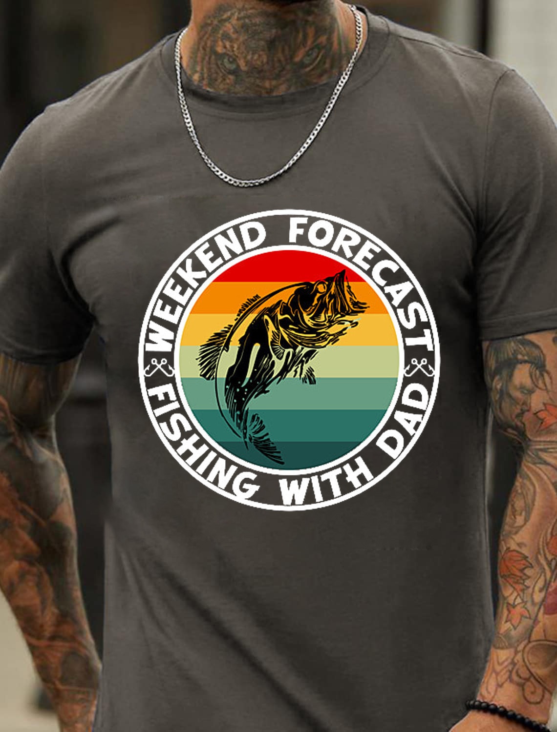 European & American Oversized Weekend Fishing Series Patterned Fashionable Men's Cotton Summer T-Shirt - TT7091