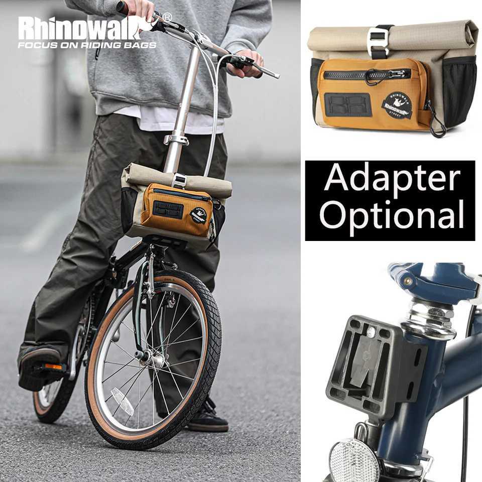 Rhinowalk Bike Handlebar Bag Set With Adapter Carrier Block Cycling Quick Release Urban Basket Storage Bag For Brompton Dahon H251029