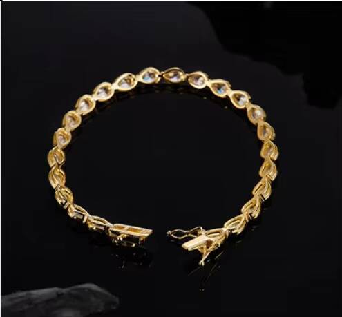 46mm Pear Cut Moissanite Iced Out Tennis Bracelet Geometric Gold Cuff Bracelet Silver Gold Plated Luxury Jewelry for Women
