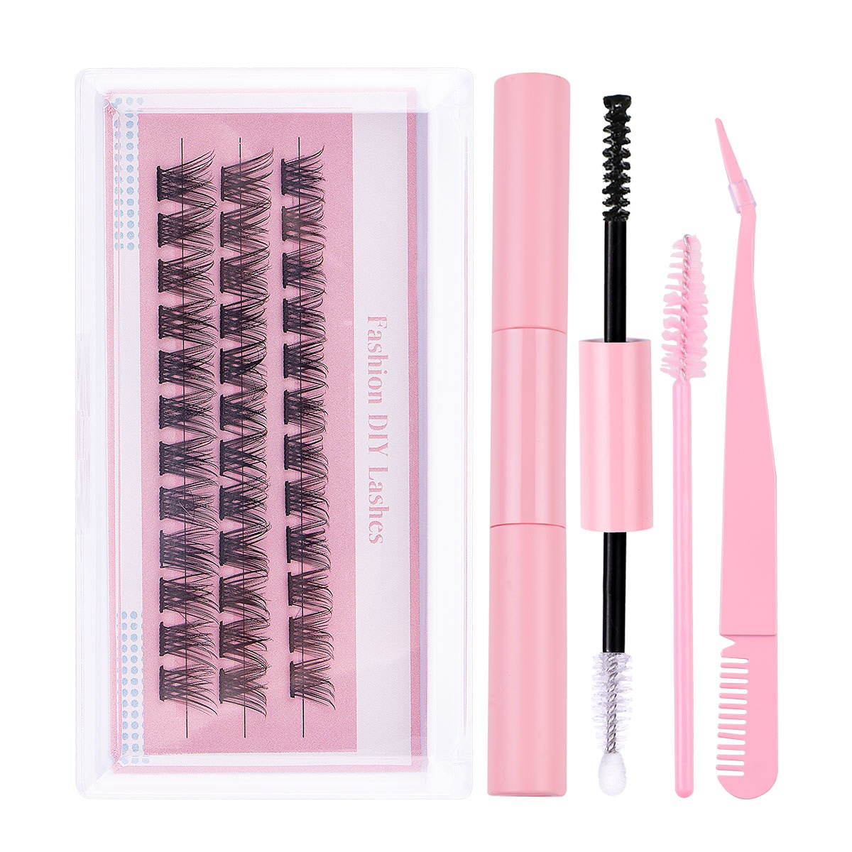 DIY Individual Eyelashes Fluffy Natural Look 36Pcs DIY Cluster Lashes Kit with Lash Bond & Seal Handmade Reusable D Curled Cluster Segmented Eyelashes