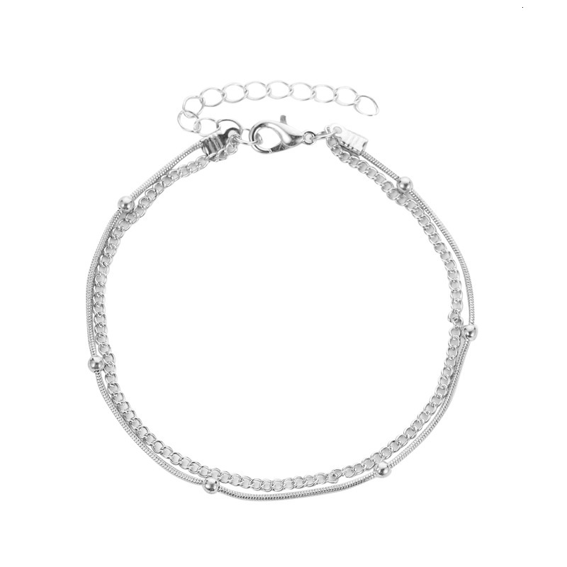 Trendy Jewelry Personality Simple Multi-layer Snake Bone Anklet Fashion Double-layer Women's Summer Foot Accessories