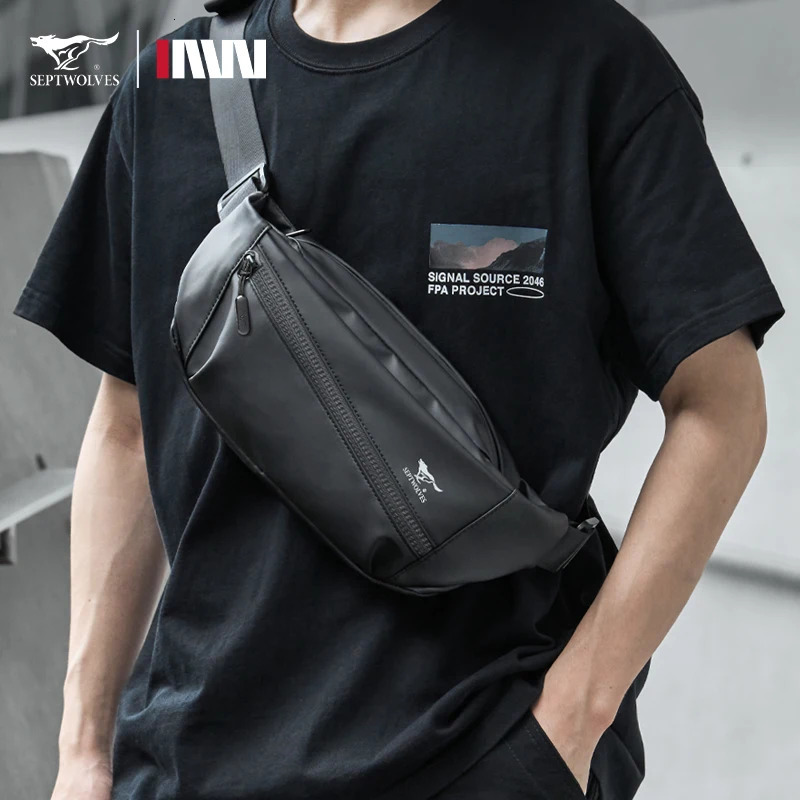 Septwolves Magnetic Buckle Crossbody Fanny Pack Man Adjustable Shoulder Strap Travel Waist Bag Waterproof Phone Mini iPad Bumbag 251021