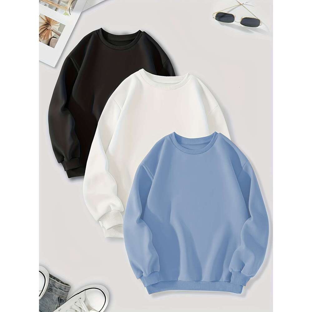 Packs Mixed Color Pullover Sweatshirts Casual Long Sleeve Crew Neck Sweatshirt Women S Clothing