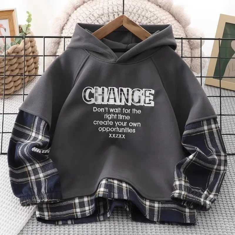 Boys Hooded Sweatshirt Kids Autumn Pullovers Spring New Letter Long Sleeve Tops Childrens Loose Fashion Coat Teenage ClothesT251030