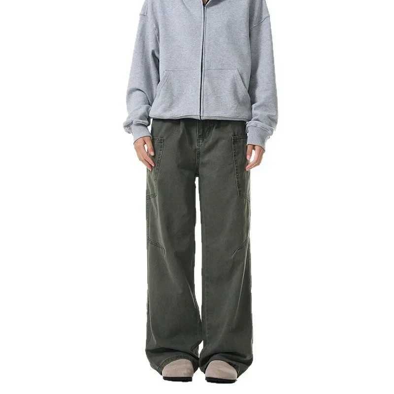 Daboni New Summer Grey Washed Unisex Loose American High Street Cleanfit Multi Pocket Workwear Pants Casual Loose Trousers J251030