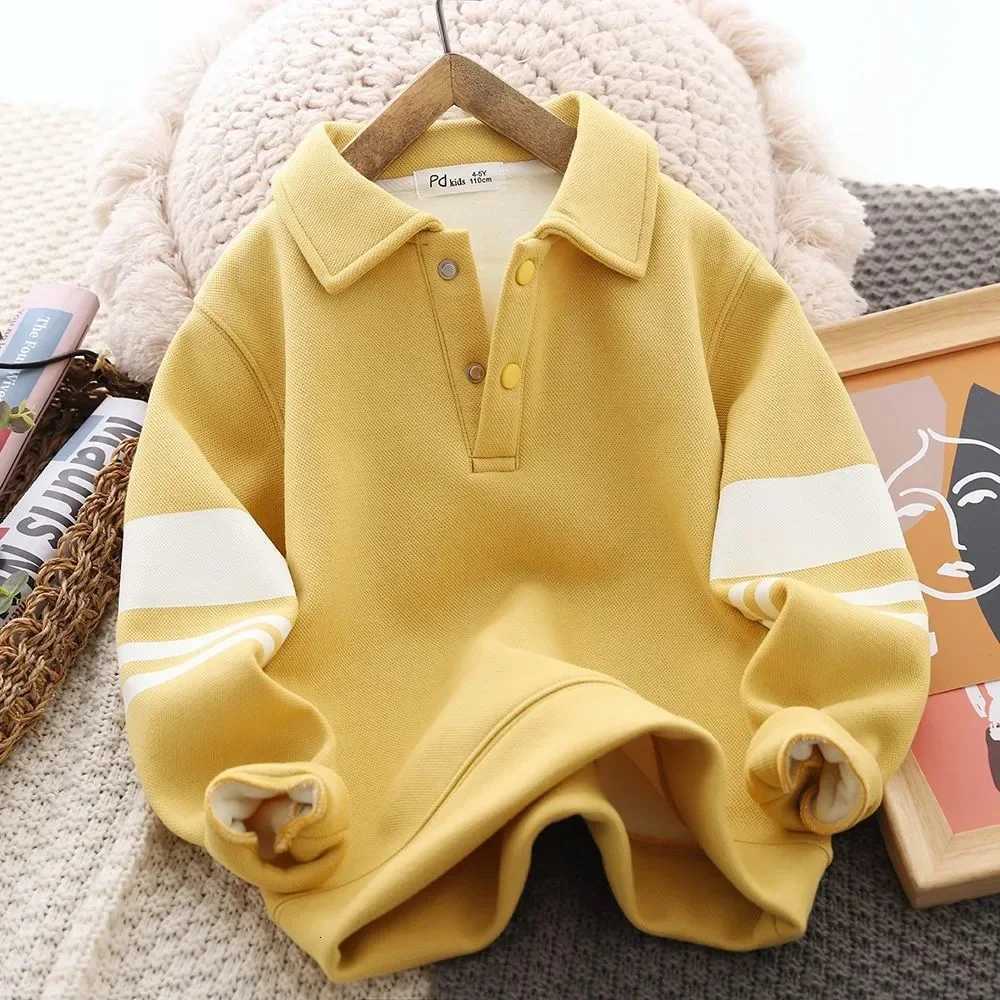 Winter Casual Boys Striped Fleece Lined Preppy Sweatshirt Jackets School Kids Track Pullover Jumper Child Work Coat Tops 516YrsT251030