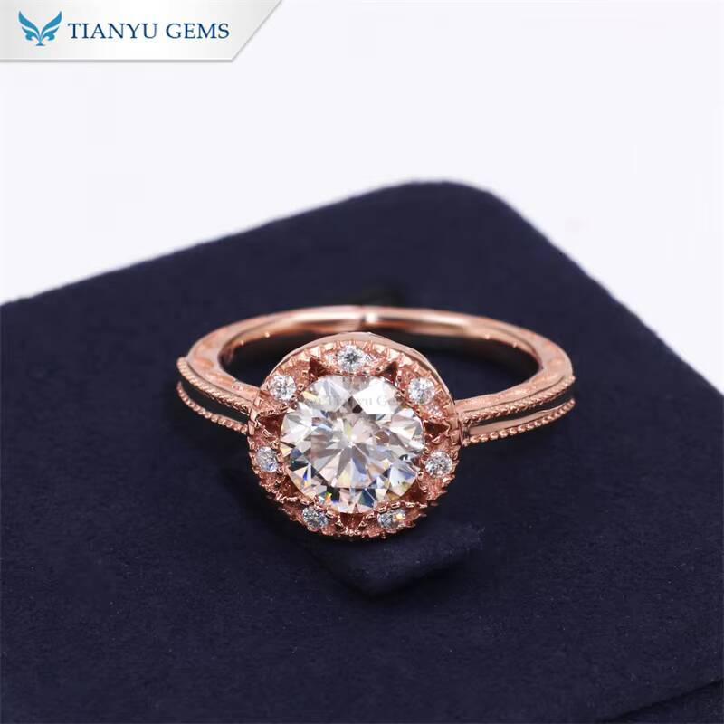 Tianyu Glorious 2 CTW Moissanite Diamond Custom Fine Jewelry Sterling Silver 10K 14K 18K Solid Rose Gold Engagement Rings