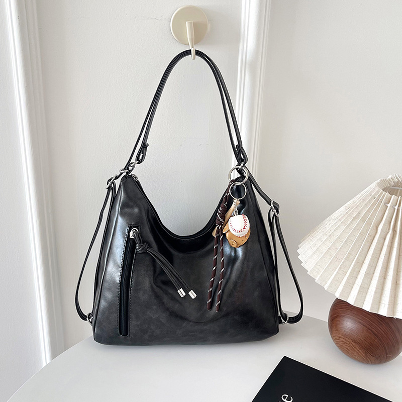 New retro commuting large capacity women's handbag, casual single shoulder cross body fashionable backpack, versatile and trendy designer bag