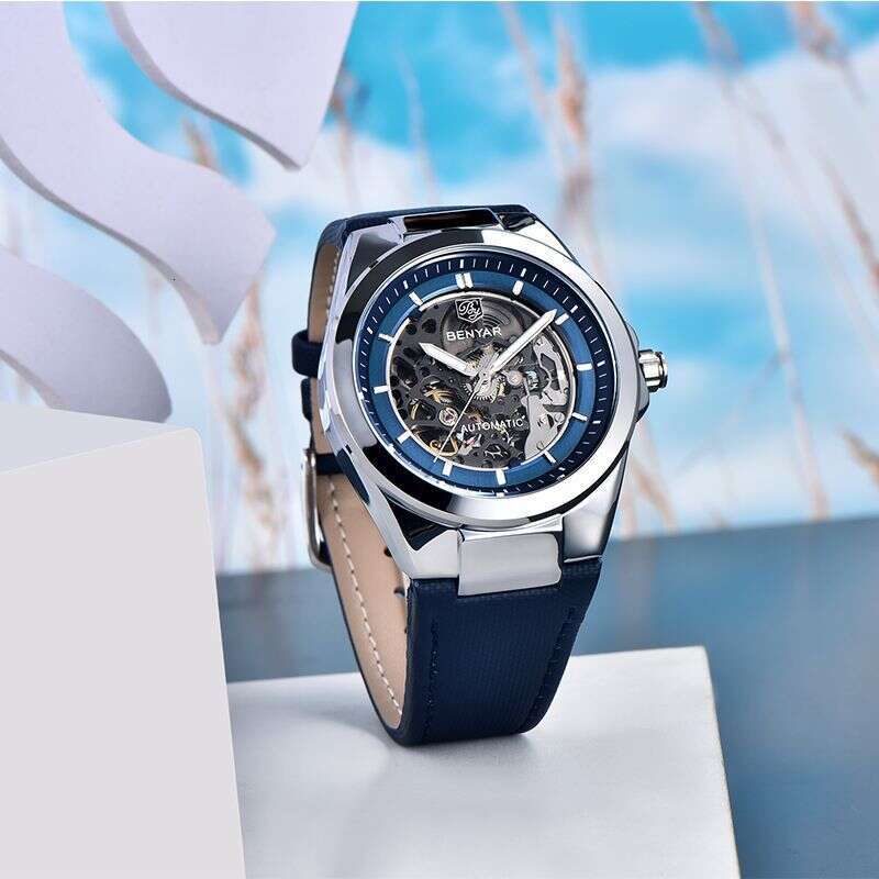 benyar b binya cross hollow movement novel design highquality alloy case mens mechanical watch by5207m