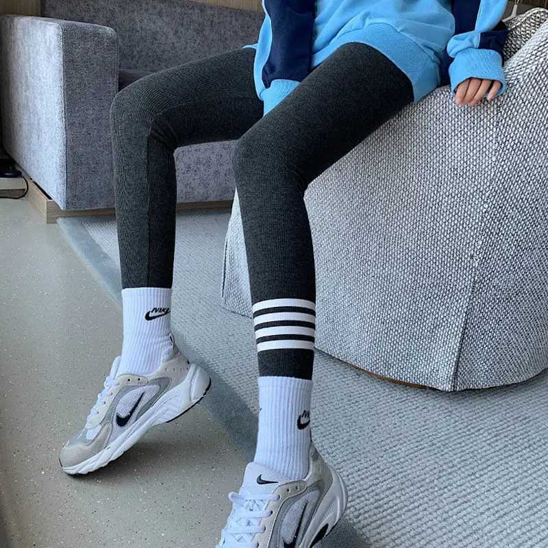 Autumn Winter High Waist Leggings for Women Four Stripe Design Slim Fit Thermal Pants Lifting Thermal Pants for Casual Wear J251030