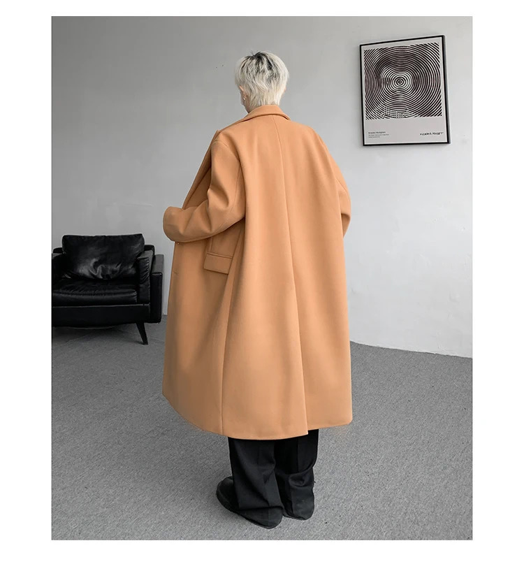 Autumn Winter Men Woolen Jackets Boutique Highend Overcoat Trench Xlong Thick Coat Over The Knee Plus Size 8XL 251029