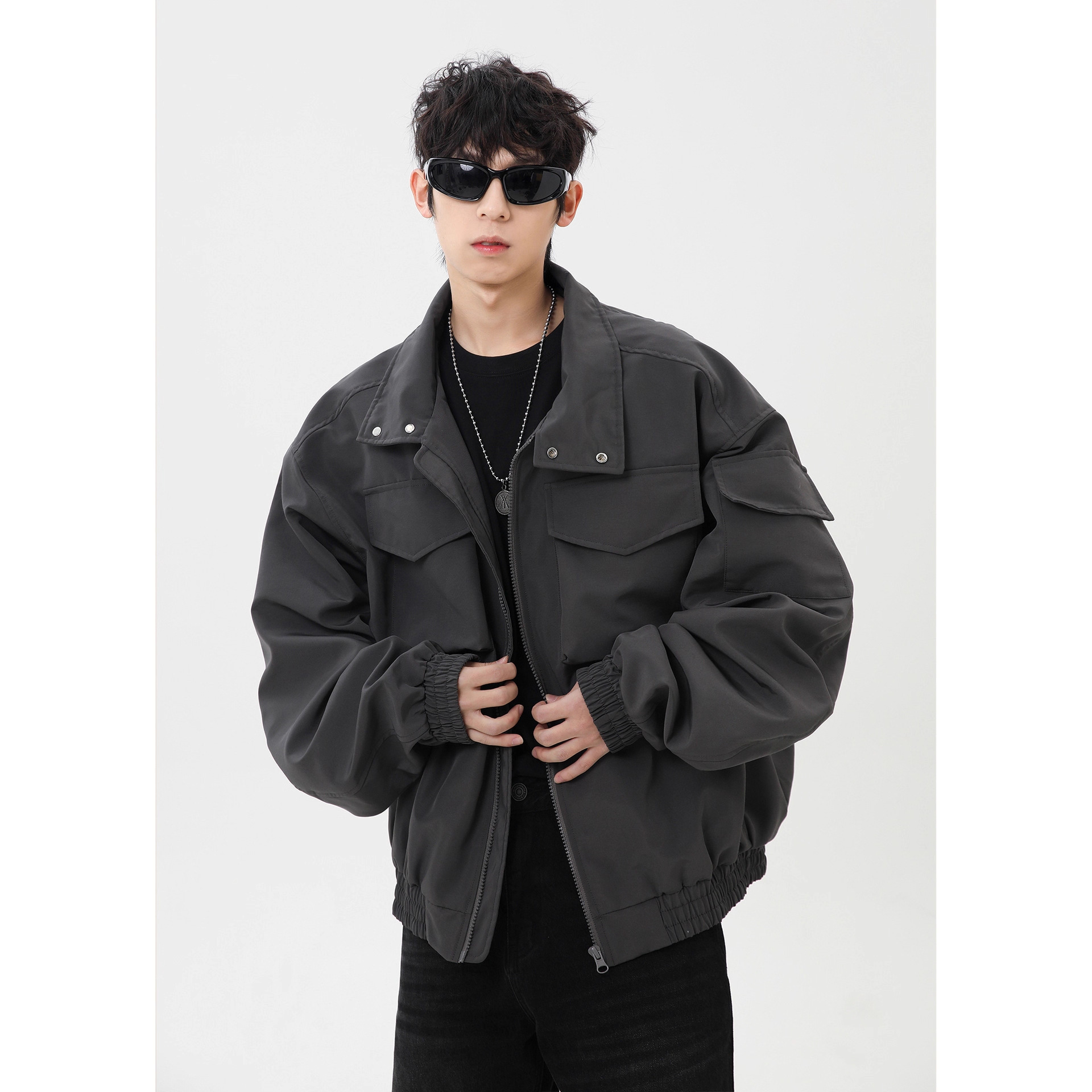 Light Cavalry Multi-pocket Workwear Jacket For Men 2025 Spring And Autumn Designer Coat American Style Cool Trendy Loose Stand Collar Jacket