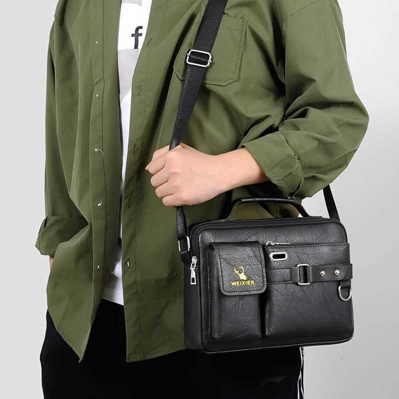 Small MenS Briefcase Bag Leather Handbags Cross Shoder Business Tote Bost Breifcases Square Wallets Crossbody Bag M Y251011