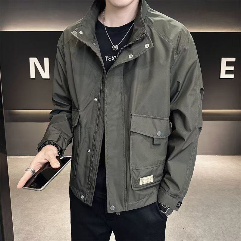 Trendy Brand Spring Autumn Workwear Men's Jacket Stand Collar Casual Designer Coat Coat New Stylish Top Versatile Fashion