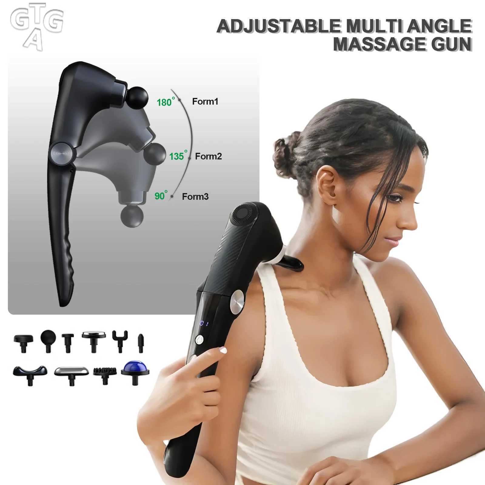 Fascia Massage Gun Shoulder Massager Electric Muscle Massage Machine High Frequency Back Waist Body Massage with Extended Handle J251030