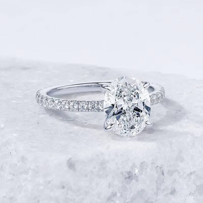 925 Silver 3Carat 8x10mm 3CT Oval Cut D Color VVS1 Moissanite Ring Ladies Classic Promise Wedding Engagement Rings for Women
